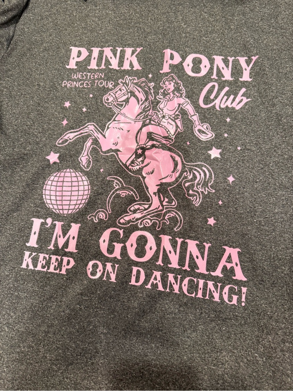 Pink Pony Club Graphic Tee - Pink on Charcoal